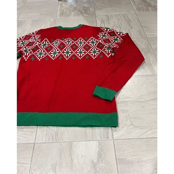 Holiday Time Cow With Light Up Necklace Ugly Christmas Sweater Men’s Medium - Picture 9 of 10